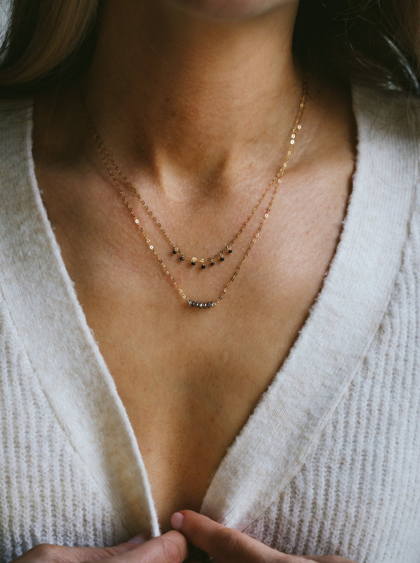 Black Diamond Dewdrop Necklace