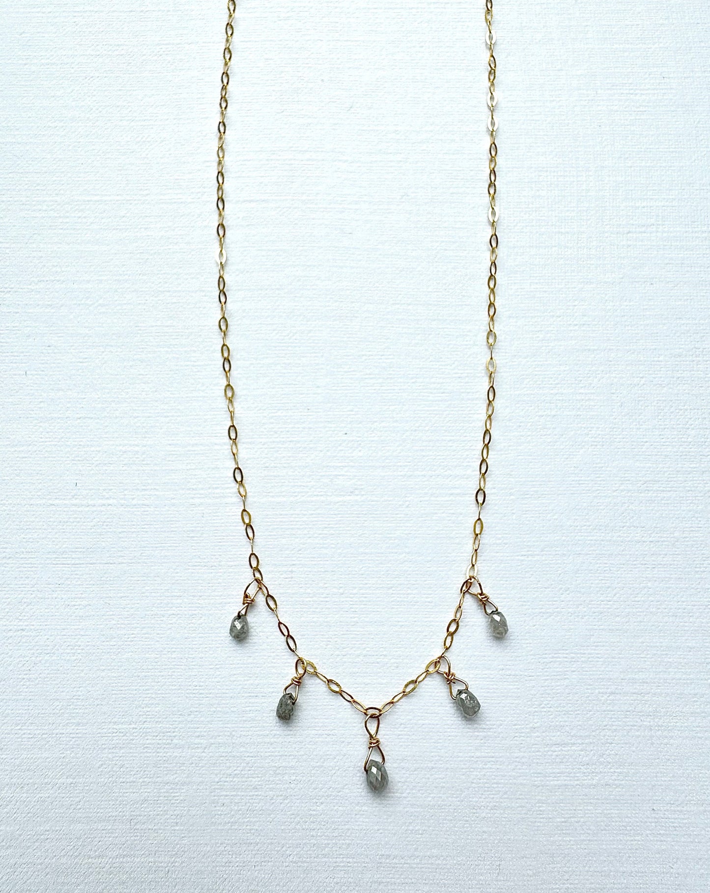 Grey Diamond Raindrop Necklace