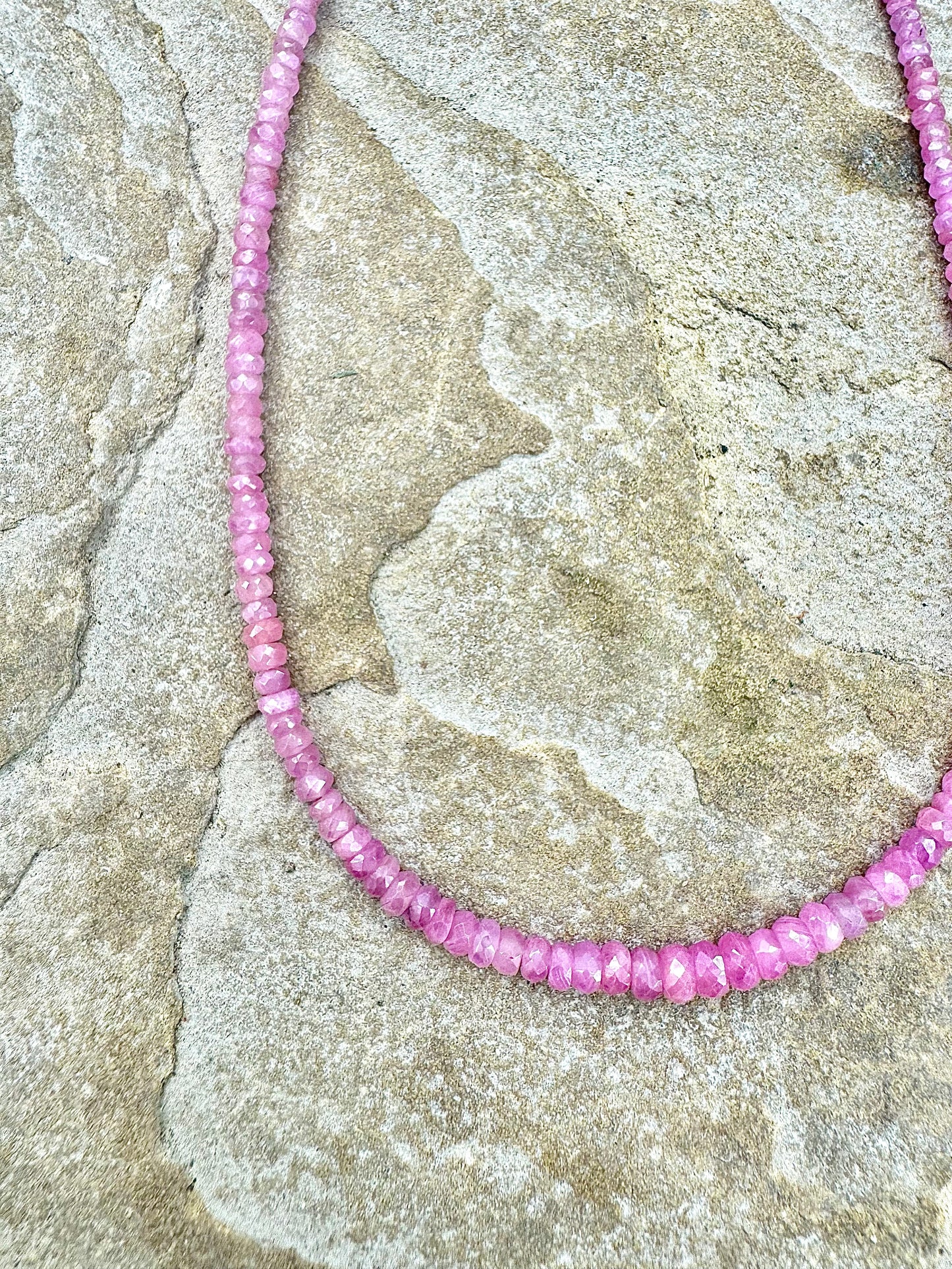 Pink Sapphire Beaded Necklace
