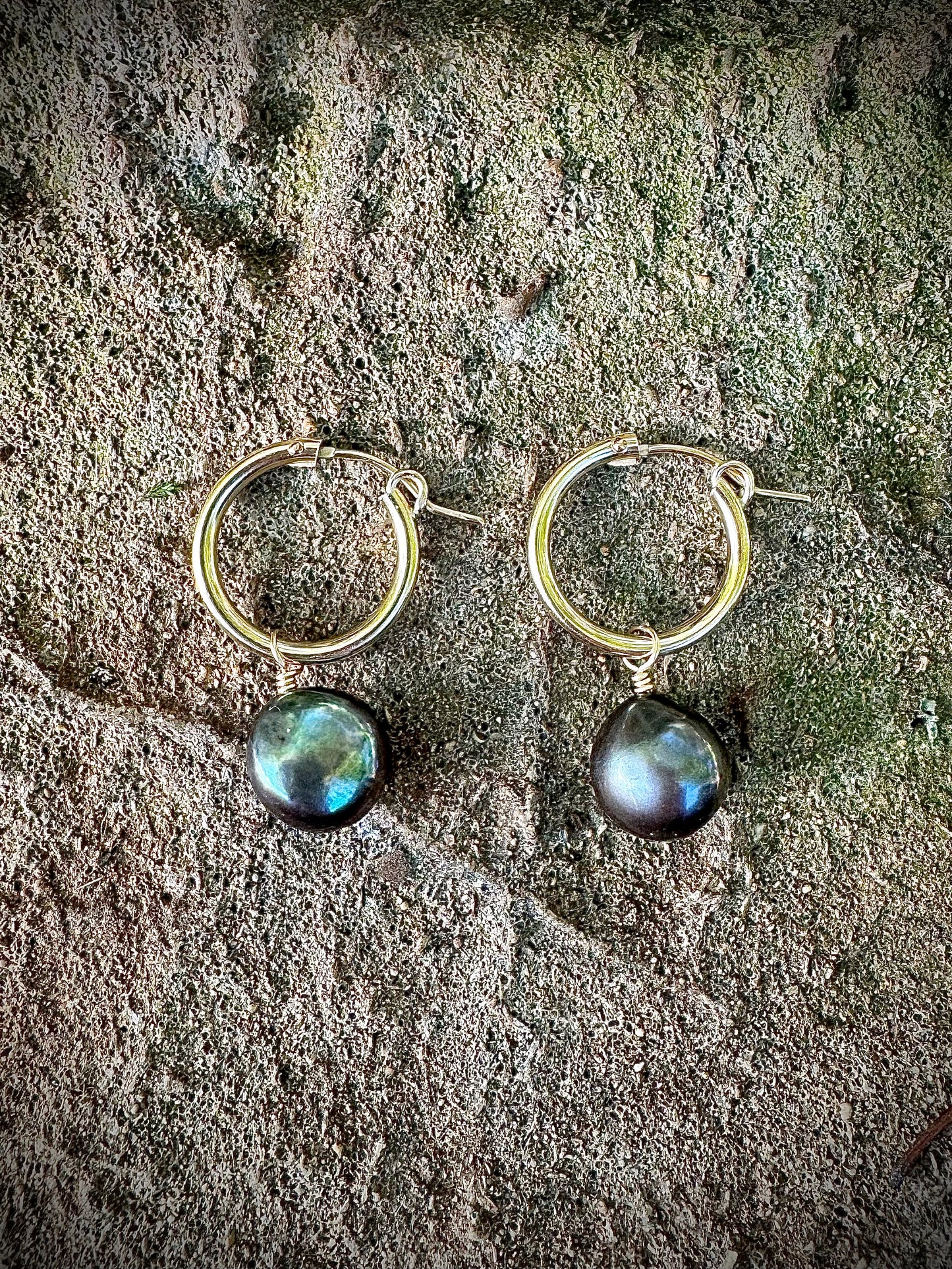 Black Pearl Hoop Earring