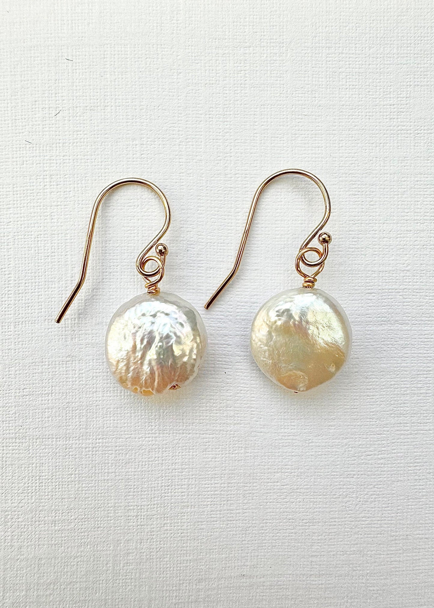 Pearl Disc Drop Earrings