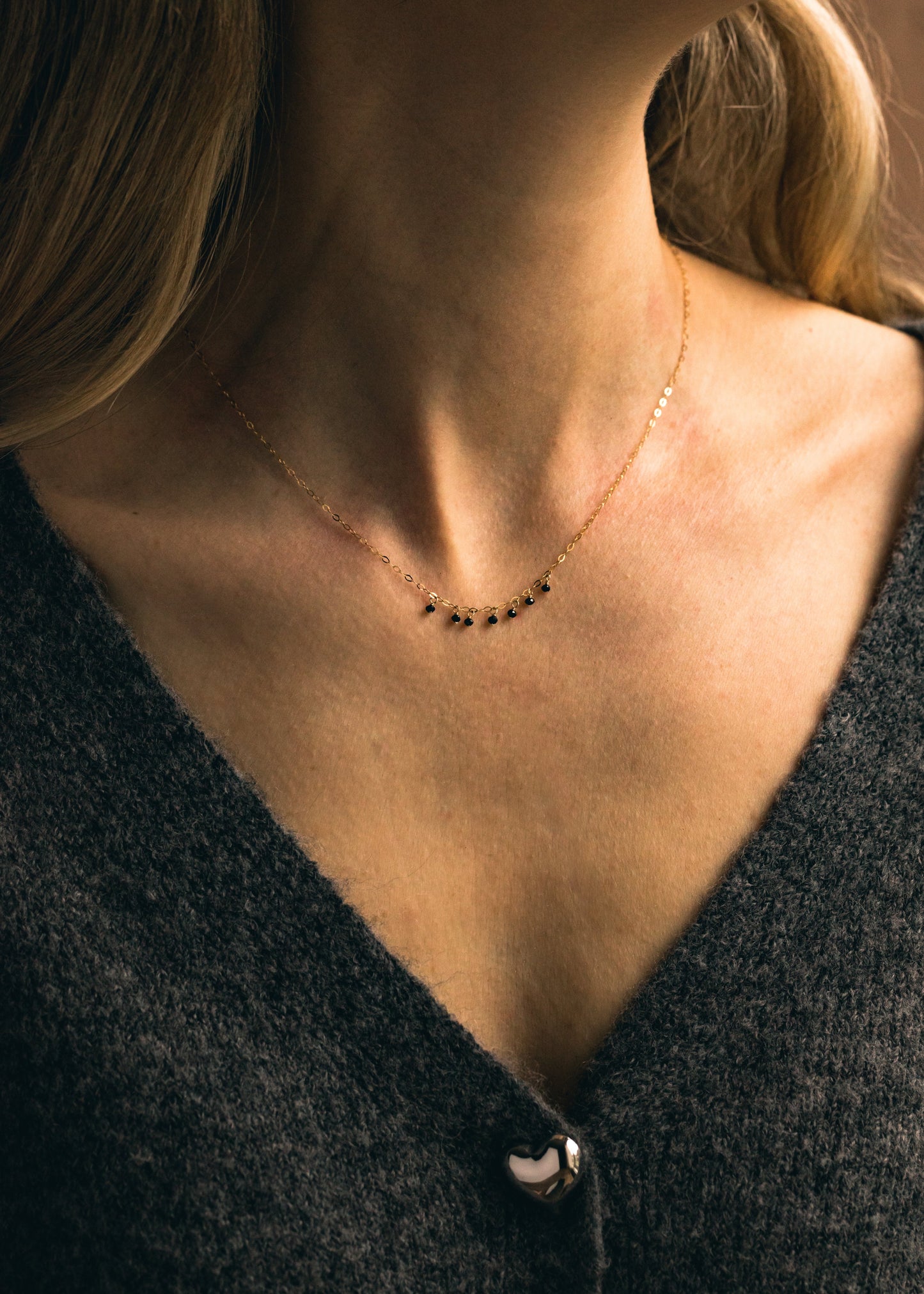 Black Diamond Dewdrop Necklace