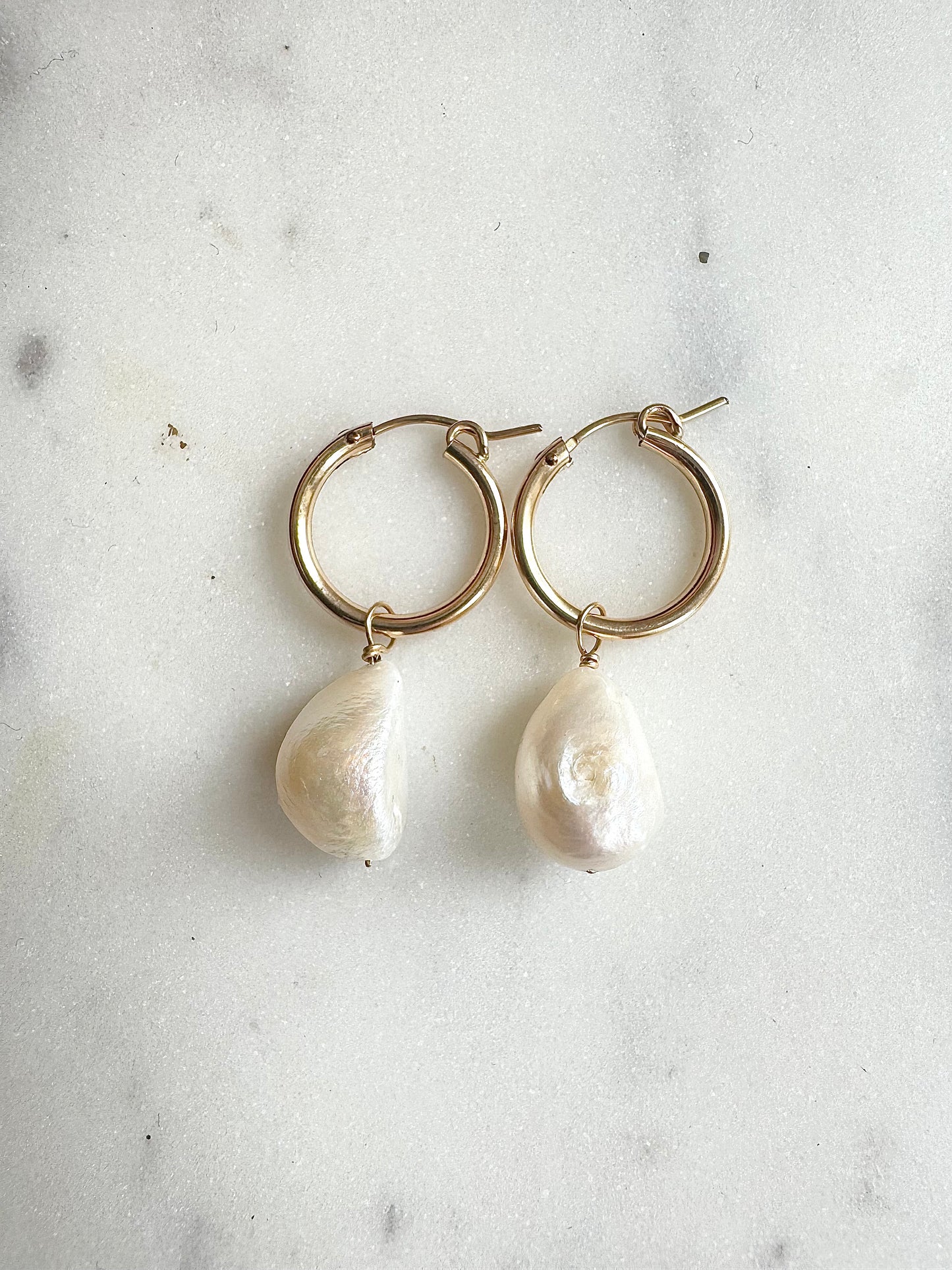 Baroque Pearl Hoops