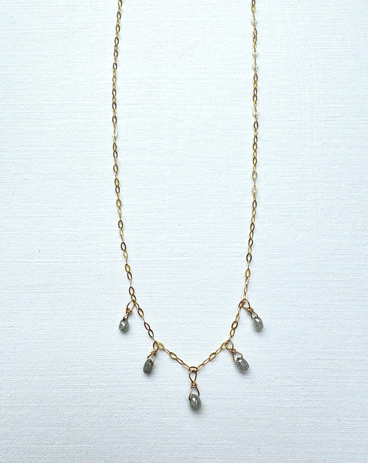 Grey Diamond Raindrop Necklace