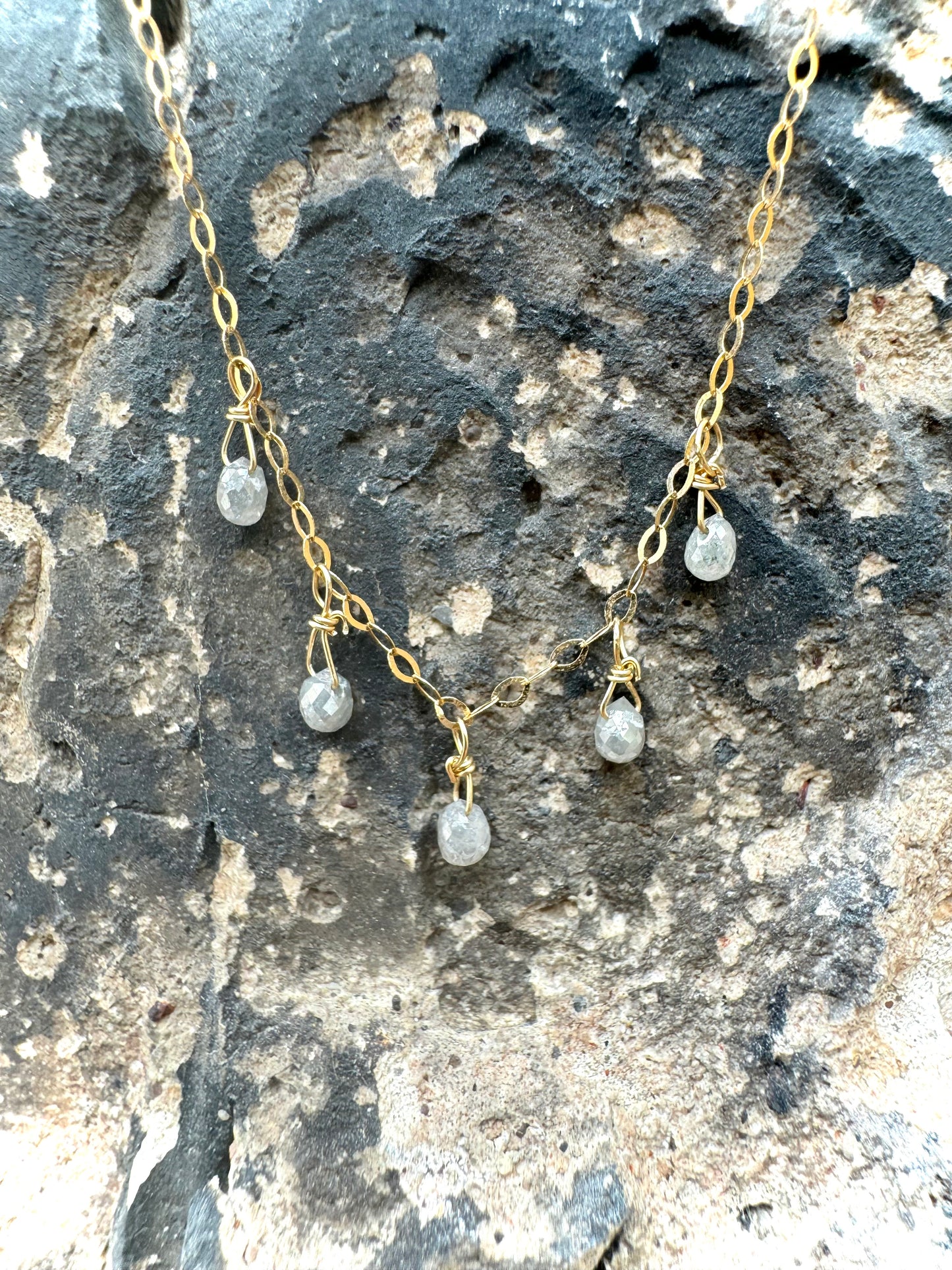 Grey Diamond Raindrop Necklace