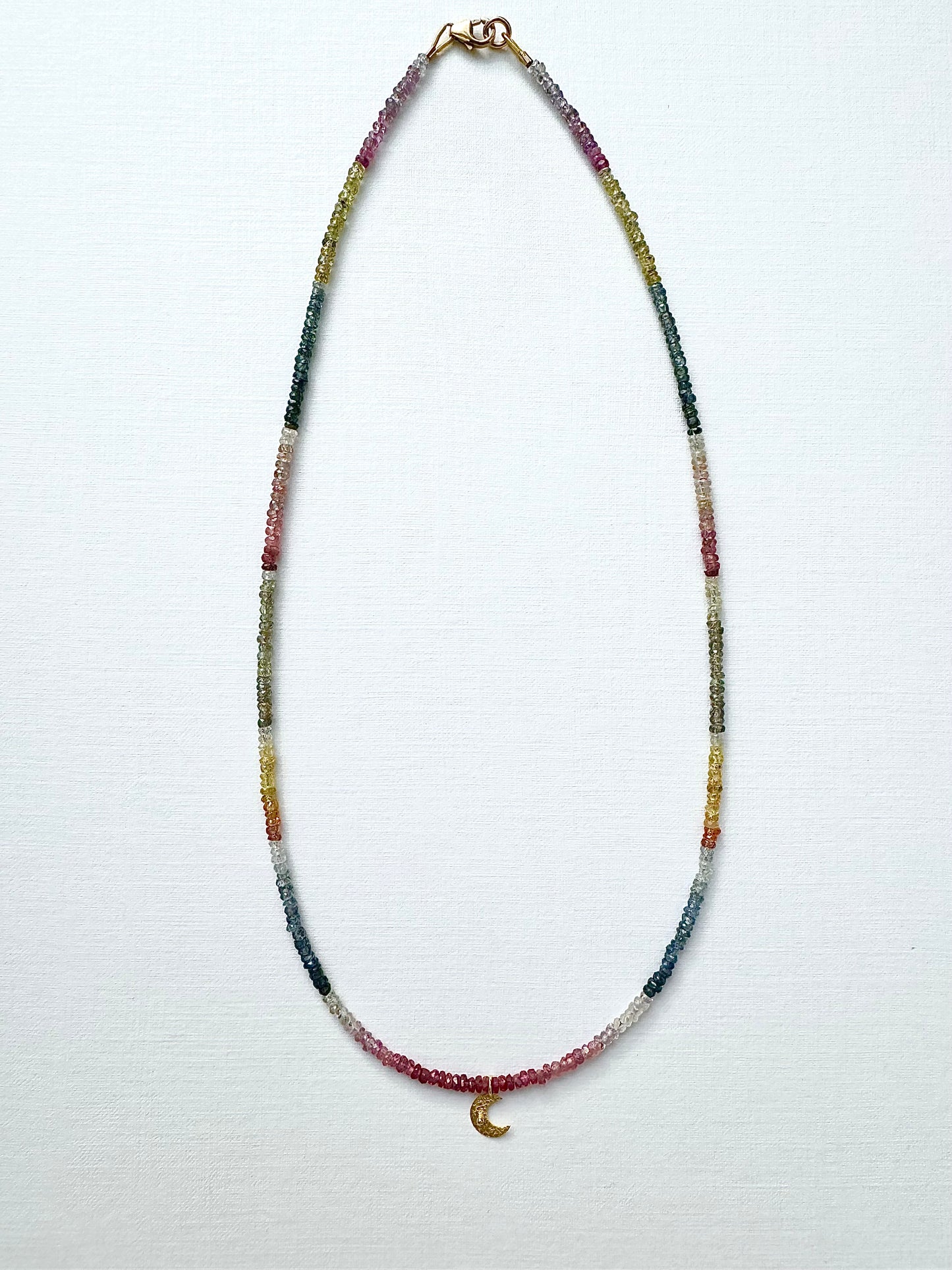 Multicoloured Sapphire Necklace with Moon Pendant