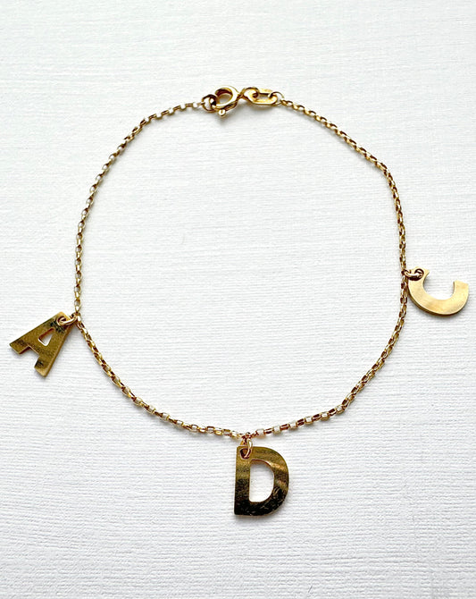 Solid Gold Initial Bracelet