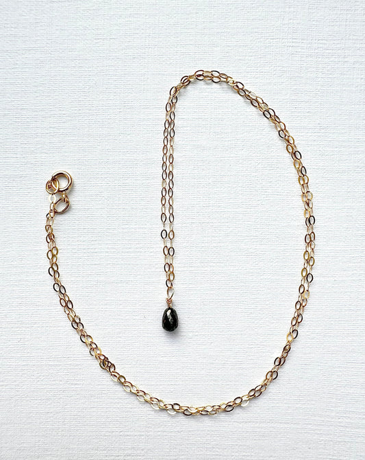 Black Diamond Teardrop Necklace